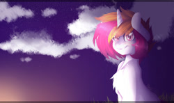 Size: 1280x758 | Tagged: safe, artist:timkaa, artist:yuozka, imported from derpibooru, oc, oc only, pony, unicorn, cloud, solo