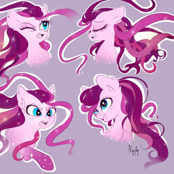 Size: 5000x5000 | Tagged: safe, artist:pinkablue, imported from derpibooru, midnight dream, pony, absurd resolution, alternate universe, angry, bust, ear fluff, expressions, eyes closed, female, g3, happy, mare, one eye closed, raised hoof, simple background, solo, sparkles