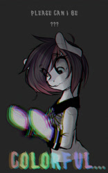 Size: 1658x2656 | Tagged: safe, artist:timkaa, artist:yuozka, imported from derpibooru, oc, oc only, earth pony, pony, chromatic aberration, echo (vocaloid), female, mare, solo, song reference, text, vocaloid