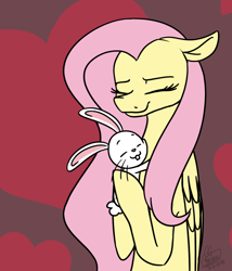 Size: 1510x1764 | Tagged: safe, artist:ggchristian, imported from derpibooru, angel bunny, fluttershy, pony, hug