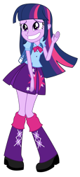 Size: 1500x3300 | Tagged: safe, artist:sketchmcreations, imported from derpibooru, twilight sparkle, alicorn, equestria girls, equestria girls (movie), adorkable, clothes, cute, dork, embarrassed, grin, leg warmers, nervous, nervous grin, pleated skirt, remake, shoes, simple background, skirt, smiling, solo, transparent background, twiabetes, twilight sparkle (alicorn), vector, waving