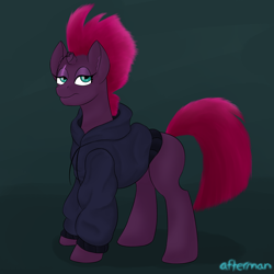 Size: 1500x1500 | Tagged: dead source, safe, artist:afterman, imported from derpibooru, tempest shadow, pony, unicorn, my little pony: the movie, broken horn, clothes, eye scar, female, hoodie, scar, solo, standing, tempest shadow is not amused, unamused