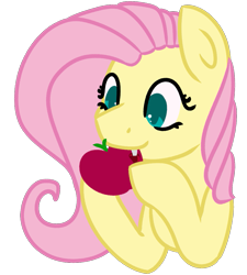 Size: 997x1109 | Tagged: safe, artist:azure-quill, imported from derpibooru, fluttershy, bat pony, pony, apple, cute, cute little fangs, eating, fangs, female, flutterbat, food, herbivore, race swap, simple background, solo, transparent background