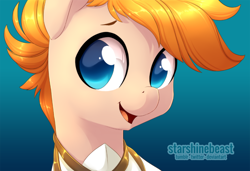 Size: 1024x701 | Tagged: safe, artist:starshinebeast, imported from derpibooru, oc, oc only, oc:sacred heart, pegasus, pony, bust, gradient background, male, stallion
