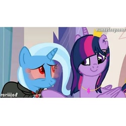 Size: 540x540 | Tagged: safe, edit, edited screencap, imported from derpibooru, screencap, trixie, twilight sparkle, twilight sparkle (alicorn), alicorn, magic duel, alicorn amulet, alternate ending, female, lesbian, shipping, twixie