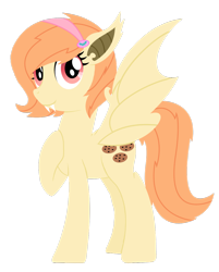 Size: 1024x1275 | Tagged: safe, artist:saukapie, imported from derpibooru, oc, oc only, oc:cookie crumb, bat pony, pony, vampony, fangs, female, hairband, mare, offspring, parent:big macintosh, parent:fluttershy, parents:fluttermac, simple background, solo, transparent background