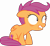 Size: 3248x3000 | Tagged: safe, artist:sollace, imported from derpibooru, scootaloo, pegasus, pony, campfire tales, .svg available, cutie mark, female, filly, scared, show accurate, simple background, sitting, solo, the cmc's cutie marks, transparent background, vector