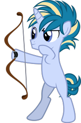 Size: 3000x4576 | Tagged: safe, artist:sollace, imported from derpibooru, skeedaddle, pony, unicorn, marks and recreation, .svg available, bipedal, bow (weapon), colt, male, show accurate, simple background, smiling, solo, transparent background, vector