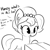 Size: 1650x1650 | Tagged: safe, artist:tjpones, imported from derpibooru, oc, oc only, oc:brownie bun, oc:richard, earth pony, pony, horse wife, box, cropped, dialogue, ear fluff, female, grayscale, mare, monochrome, offscreen character, raised hoof, simple background, single panel, solo, tumblr, white background