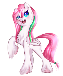 Size: 579x699 | Tagged: safe, artist:coremint, imported from derpibooru, oc, oc only, pegasus, pony, chest fluff, female, heart eyes, mare, open mouth, raised hoof, simple background, solo, transparent background, unshorn fetlocks, wingding eyes