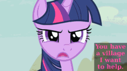 Size: 1280x720 | Tagged: safe, edit, imported from derpibooru, screencap, starlight glimmer, twilight sparkle, twilight sparkle (alicorn), alicorn, pony, unicorn, the cutie map, animated, bush, cave, cutie mark, cutie mark vault, desert, equal cutie mark, female, gif, glow, glowing, magic, movie quote, pedestal, quote, rock, s5 starlight, screencap comic, staff, staff of sameness, telekinesis, text, the missing