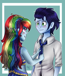 Size: 2300x2700 | Tagged: safe, artist:shimmer-shy, imported from derpibooru, rainbow dash, soarin', human, equestria girls, commission, female, humanized, male, no more ponies at source, shipping, soarindash, straight