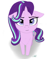 Size: 811x900 | Tagged: safe, artist:alexcooler, imported from derpibooru, starlight glimmer, pony, unicorn, chest fluff, cute, female, floppy ears, glimmerbetes, looking at you, mare, simple background, sitting, smiling, solo, white background