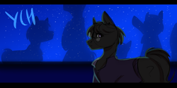 Size: 4000x2000 | Tagged: safe, artist:pesty_skillengton, imported from derpibooru, oc, oc only, pony, bts, clothes, commission, night, shadow, solo, space, stars, your character here