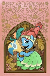 Size: 787x1195 | Tagged: safe, artist:brendahickey, idw, imported from derpibooru, meadowbrook, earth pony, frog, pony, legends of magic, spoiler:comic, spoiler:comiclom6, cover, female, flower, healer's mask, mare, mask, meadowcute, solo, vine