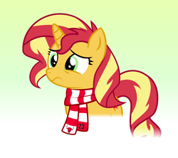 Size: 8772x7799 | Tagged: safe, artist:jdrus, imported from derpibooru, sunset shimmer, pony, unicorn, absurd resolution, base used, bust, clothes, female, frown, gradient background, mare, portrait, scarf, solo