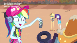 Size: 1920x1080 | Tagged: safe, imported from derpibooru, screencap, applejack, rainbow dash, rarity, equestria girls, equestria girls series, lost and found, beach, cellphone, clothes, feet, female, flip-flops, nokia, nokia 3310, phone, sandals, swimsuit