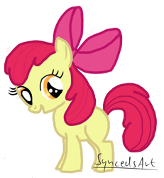 Size: 1920x2075 | Tagged: safe, artist:lauren faust, artist:syncedsart, imported from derpibooru, apple bloom, earth pony, pony, digital art, female, filly, simple background, solo, transparent background, wacom