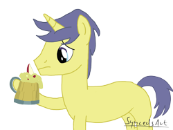 Size: 2592x1944 | Tagged: safe, artist:syncedsart, imported from derpibooru, comet tail, pony, unicorn, background pony, cider, digital art, male, mug, photoshop, practice, simple background, solo, stallion, tankard, transparent background