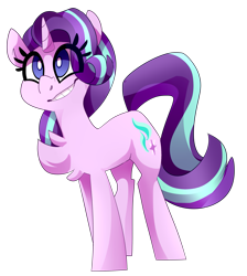 Size: 2085x2327 | Tagged: safe, artist:nekosnicker, imported from derpibooru, starlight glimmer, pony, unicorn, chest fluff, cute, eye clipping through hair, female, glimmerbetes, grin, mare, simple background, smiling, solo, transparent background