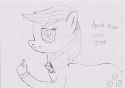 Size: 7015x4960 | Tagged: safe, artist:syncedsart, imported from derpibooru, oc, oc only, oc:apple rings, earth pony, pony, absurd resolution, apple, female, food, graph paper, mare, sketch, solo, traditional art