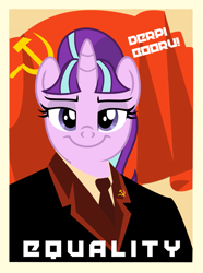 Size: 1491x2000 | Tagged: safe, artist:an-tonio, artist:tolpain, imported from derpibooru, starlight glimmer, pony, unicorn, april fools 2018, april fools joke, communism, equality, female, poster, propaganda, solo, stalin glimmer