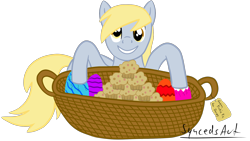 Size: 1920x1080 | Tagged: safe, artist:syncedsart, imported from derpibooru, derpy hooves, pony, basket, digital art, easter, easter basket, easter egg, female, holiday, mare, paint tool sai, simple background, solo, transparent background