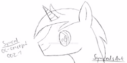 Size: 1600x800 | Tagged: safe, artist:syncedsart, imported from derpibooru, oc, oc only, oc:midnight linguist, pony, unicorn, bust, concept art, digital art, male, paint tool sai, sketch, solo, stallion, watermark