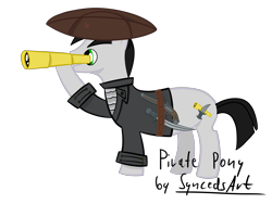 Size: 2592x1944 | Tagged: safe, artist:syncedsart, imported from derpibooru, oc, oc only, earth pony, pony, digital art, gun, paint tool sai, pirate, simple background, solo, transparent background, weapon