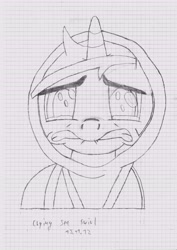 Size: 4960x7015 | Tagged: safe, artist:syncedsart, imported from derpibooru, sea swirl, seafoam, pony, unicorn, absurd resolution, background pony, crying, female, graph paper, mare, practice, sketch, solo, traditional art