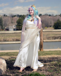 Size: 2684x3355 | Tagged: safe, artist:lochlan o'neil, imported from derpibooru, princess celestia, human, beautiful, clothes, cosplay, costume, irl, irl human, photo, sandals