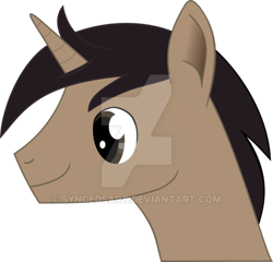 Size: 600x576 | Tagged: safe, artist:syncedsart, imported from derpibooru, oc, oc only, oc:midnight linguist, pony, unicorn, bust, digital art, inkscape, male, portrait, simple background, solo, stallion, transparent background, vector, watermark