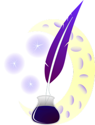 Size: 600x785 | Tagged: safe, artist:nimbleglance, imported from derpibooru, oc, oc:midnight linguist, crescent moon, cutie mark, cutie mark only, digital art, inkscape, inkwell, moon, no pony, quill, simple background, transparent background, transparent moon, vector