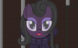 Size: 640x400 | Tagged: safe, artist:herooftime1000, imported from derpibooru, oc, oc only, oc:bittersweet nocturne, earth pony, pony, undead, octavia in the underworld's cello, clothes, eyeshadow, hoodie, jail cell, makeup, pixel art