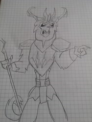 Size: 4160x3120 | Tagged: safe, artist:doomcap, imported from derpibooru, storm king, my little pony: the movie, graph paper, male, solo, staff, staff of sacanas, traditional art