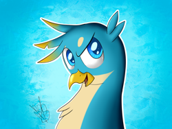 Size: 1200x900 | Tagged: safe, artist:magicbriz, imported from derpibooru, gallus, griffon, school daze, bust, male, portrait, signature, solo