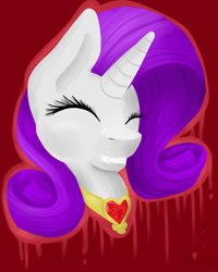 Size: 1024x1280 | Tagged: safe, artist:pprinceran, artist:prince-ran, imported from derpibooru, rarity, pony, unicorn, abstract background, bust, eyes closed, female, heart necklace, mare, open mouth, smiling, solo