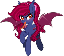 Size: 3305x2880 | Tagged: safe, artist:astralblues, artist:starrcoma, imported from derpibooru, oc, oc only, bat pony, pony, chest fluff, female, high res, mare, simple background, solo, tongue out, transparent background