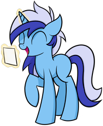 Size: 3132x3816 | Tagged: safe, artist:reconprobe, imported from derpibooru, minuette, pony, unicorn, cue card, female, glowing horn, mare, missing cutie mark, simple background, solo, transparent background