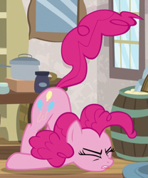 Size: 491x590 | Tagged: safe, imported from derpibooru, screencap, pinkie pie, earth pony, pony, the maud couple, eyes closed, face down ass up, female, invisible stallion, mare, solo