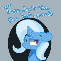 Size: 1500x1500 | Tagged: safe, artist:lou, imported from derpibooru, trixie, pony, unicorn, cross-popping veins, female, grammar error, mouthpiece, solo