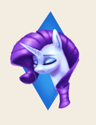 Size: 900x1163 | Tagged: safe, artist:eternalsubscriber, imported from derpibooru, rarity, pony, bust, eyes closed, female, solo