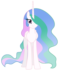 Size: 6059x7318 | Tagged: safe, artist:estories, edit, editor:slayerbvc, imported from derpibooru, vector edit, princess celestia, alicorn, pony, absurd resolution, accessory-less edit, barehoof, female, mare, missing accessory, simple background, smiling, solo, transparent background, vector