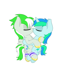 Size: 4331x5006 | Tagged: safe, anonymous artist, imported from derpibooru, oc, oc only, oc:cyan lightning, oc:emerald lightning, pegasus, pony, unicorn, absurd resolution, colt, cuddling, cyancest, duo, eyes closed, female, filly, foal, hoof polish, horn, hug, incest, kiss on the lips, kissing, male, nail polish, oc x oc, pegasus oc, shipping, show accurate, simple background, straight, transparent background, unicorn oc