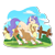 Size: 800x800 | Tagged: safe, artist:feellikeaplat, imported from derpibooru, applejack, rarity, earth pony, pony, unicorn, equestria girls, alternate design, colored hooves, duo, equestria girls ponified, female, fence, lesbian, mare, ponies riding ponies, ponified, rarijack, shipping, simple background, socks (coat marking), socks (coat markings), star (coat marking), surprised, transparent background