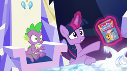 Size: 1280x720 | Tagged: safe, imported from derpibooru, screencap, spike, twilight sparkle, alicorn, made in manehattan, archie andrews, archie comics, comic book, jughead, jughead jones, map, throne, twilight sparkle (alicorn)