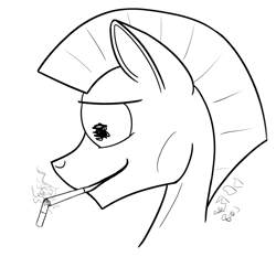 Size: 3185x2965 | Tagged: safe, artist:brittlebluefox, imported from derpibooru, oc, oc only, oc:brittlefox, pony, black and white, bust, chainsmoking, grayscale, male, monochrome, skinny, smoking, solo