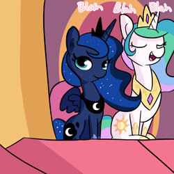 Size: 1650x1650 | Tagged: safe, artist:tjpones, imported from derpibooru, princess celestia, princess luna, alicorn, duo, female, looking at you, mare, sitting