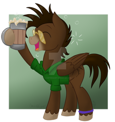 Size: 1024x1082 | Tagged: safe, artist:cadetredshirt, imported from derpibooru, oc, oc only, pony, drunk, drunk bubbles, happy, solo