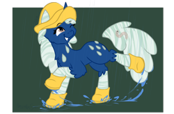 Size: 2200x1440 | Tagged: safe, artist:cadetredshirt, imported from derpibooru, oc, oc only, pony, unicorn, aqua pony, boots, closed species, rain, shoes, solo